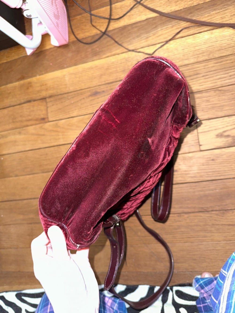 Michael Kors Quilted Velvet Wine Backpack with Gold Hardware - Picture 4 of 12